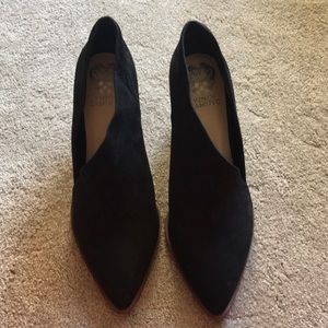 Vince Camuto black suede block heels
